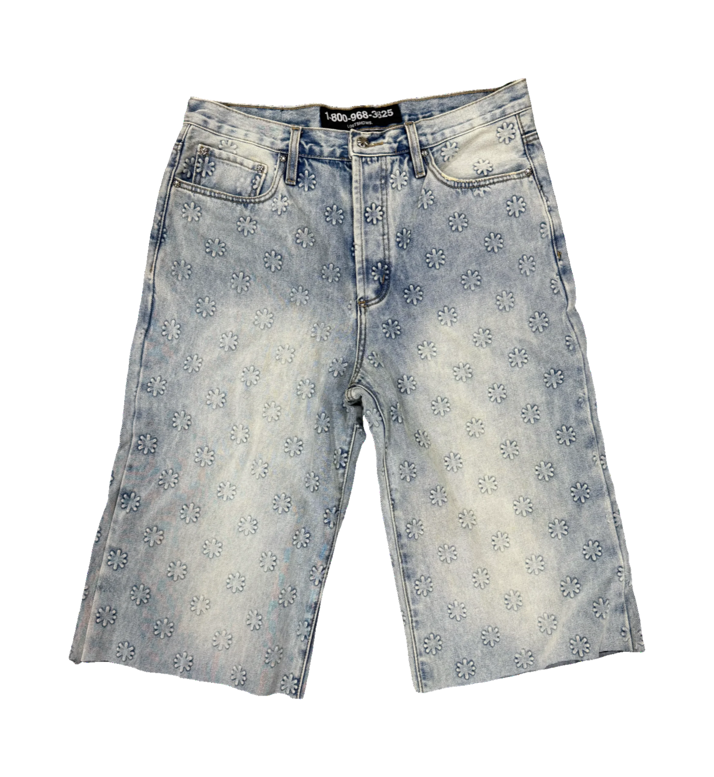 101 (1) LOSTSHDWS EXTENDED EMBOSSED DENIM SHORT (BLUE)