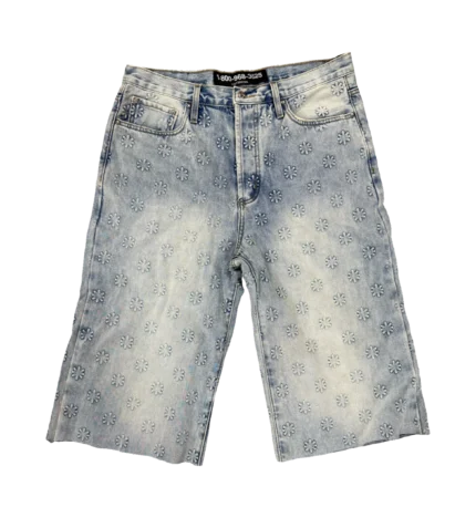 LOSTSHDWS EXTENDED EMBOSSED DENIM SHORT (BLUE)