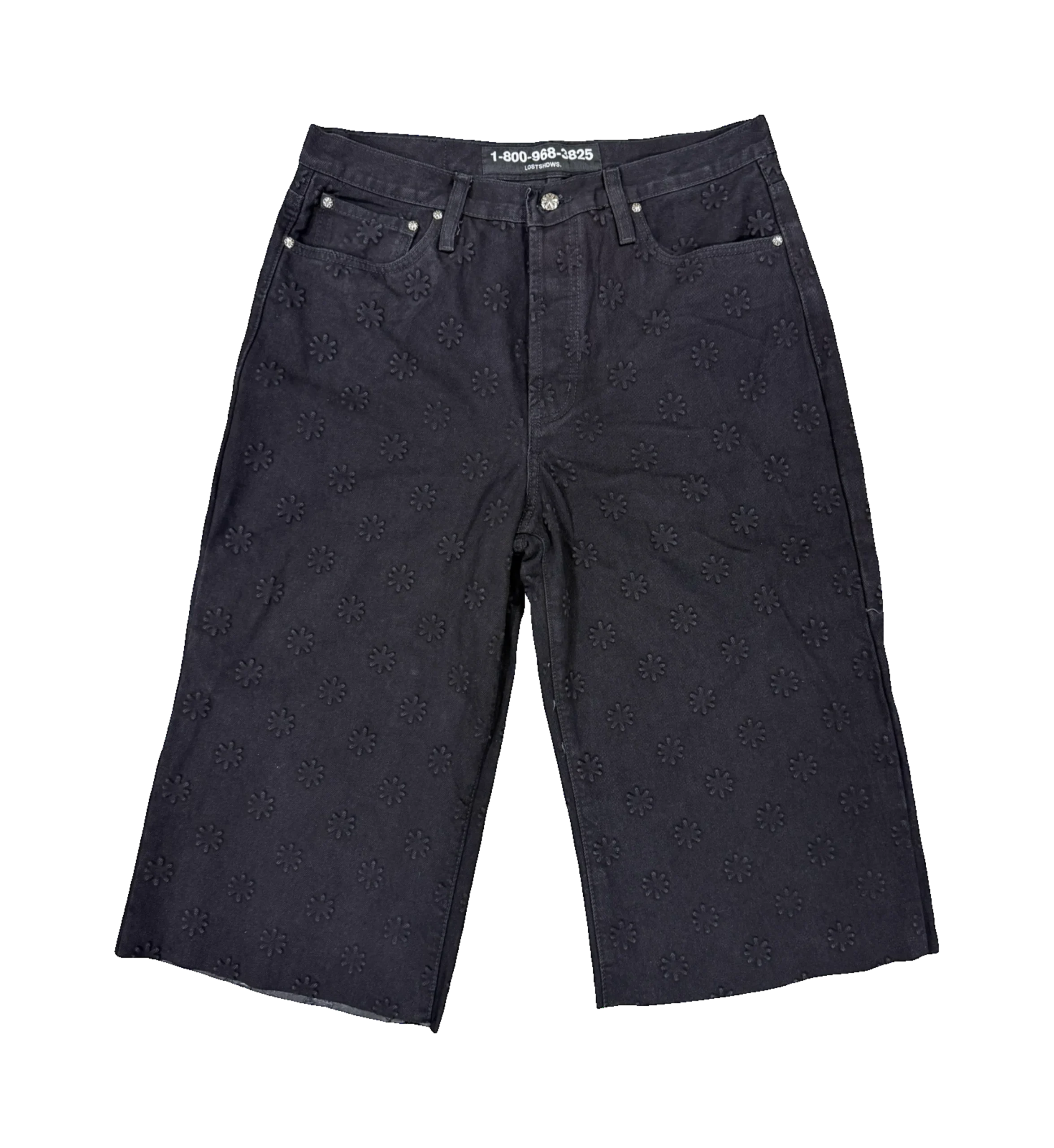 102 (1) LOSTSHDWS EXTENDED EMBOSSED DENIM SHORT (BLACK)