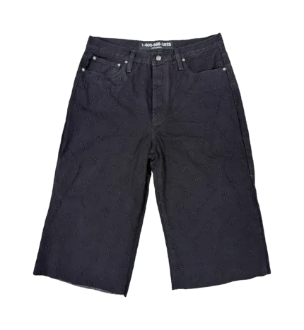 Lostshdws EXTENDED EMBOSSED DENIM SHORT (BLACK)