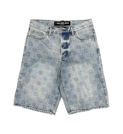 LOSTSHDWS EMBOSSED DENIM SHORT (BLUE)