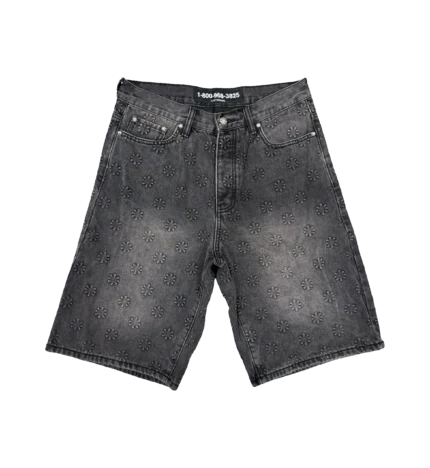 LOSTSHDWS EMBOSSED DENIM SHORT (WASHED BLACK)