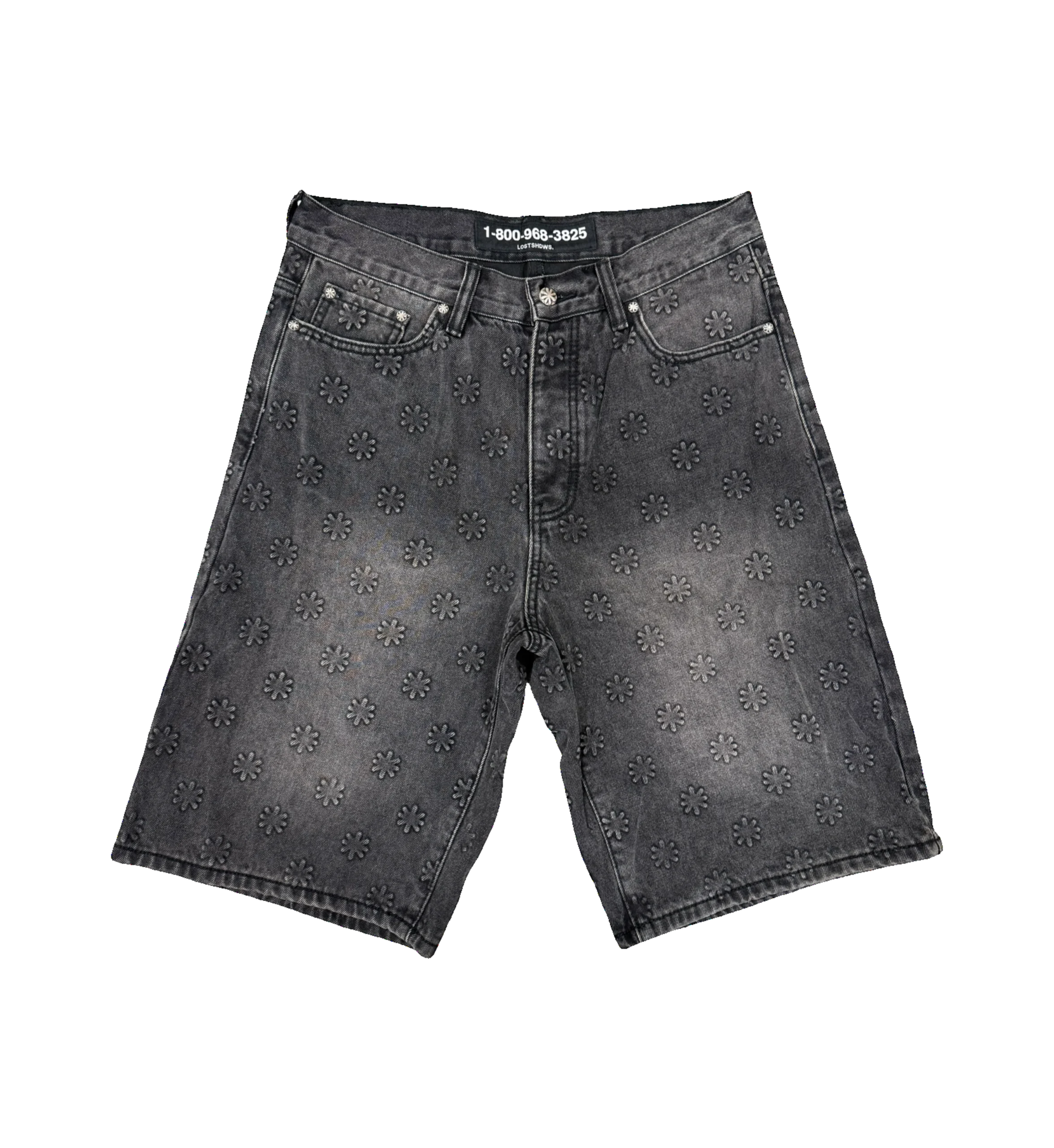 99_7fb039f9-27b3-49f2-8cec-bf2c51bf210d LOSTSHDWS EMBOSSED DENIM SHORT (WASHED BLACK)